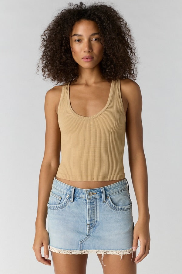 FREE PEOPLE CLEAN SLATE SEAMLESS TANK - OAT LATTE