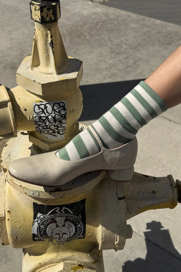 LE BON SHOPPE WALLY SOCKS - WIDE MATCHA STRIPE