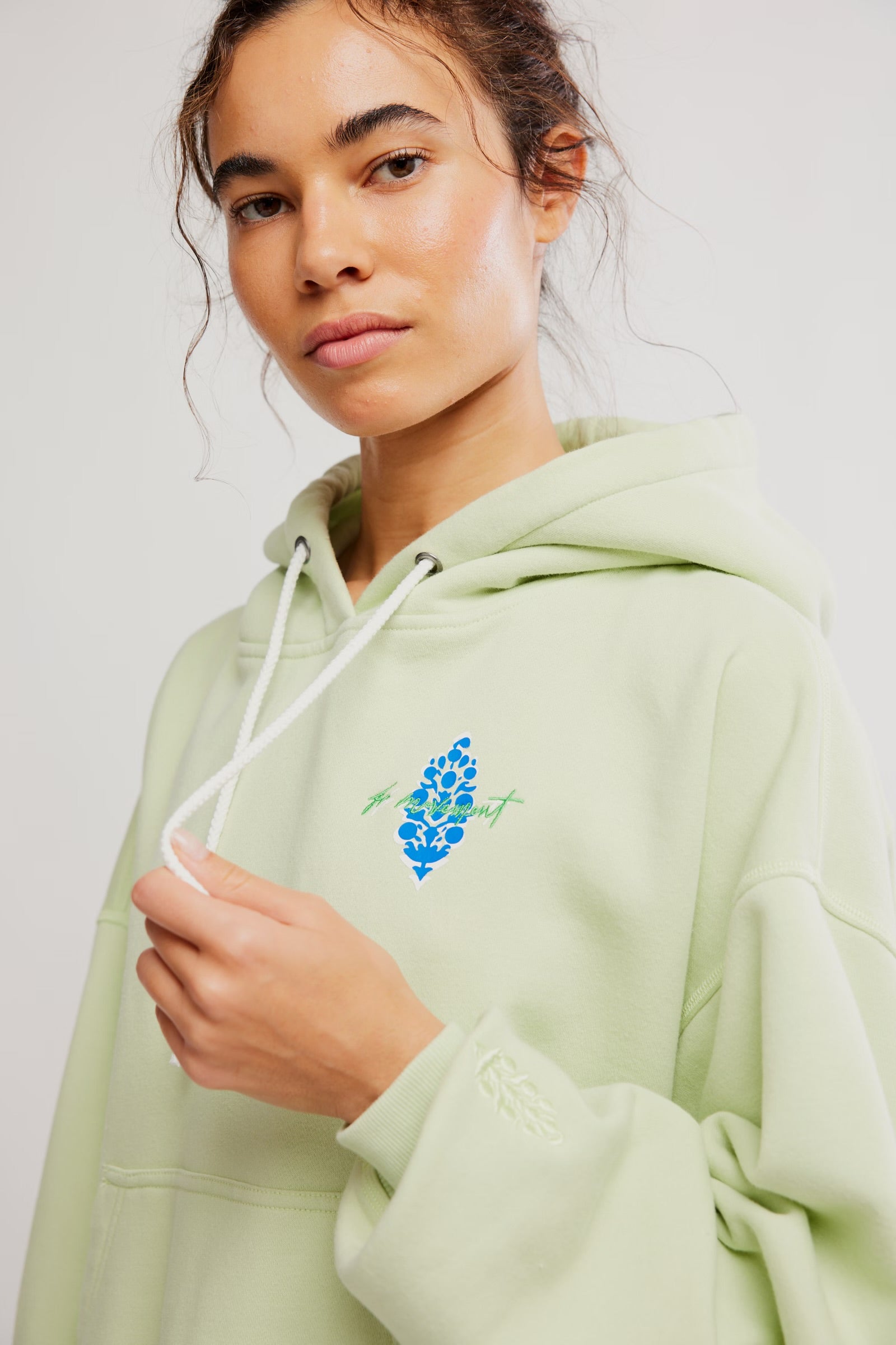 FREE PEOPLE FINAL CALL FRONT LOGO HOODIE - WHIPPED LIME