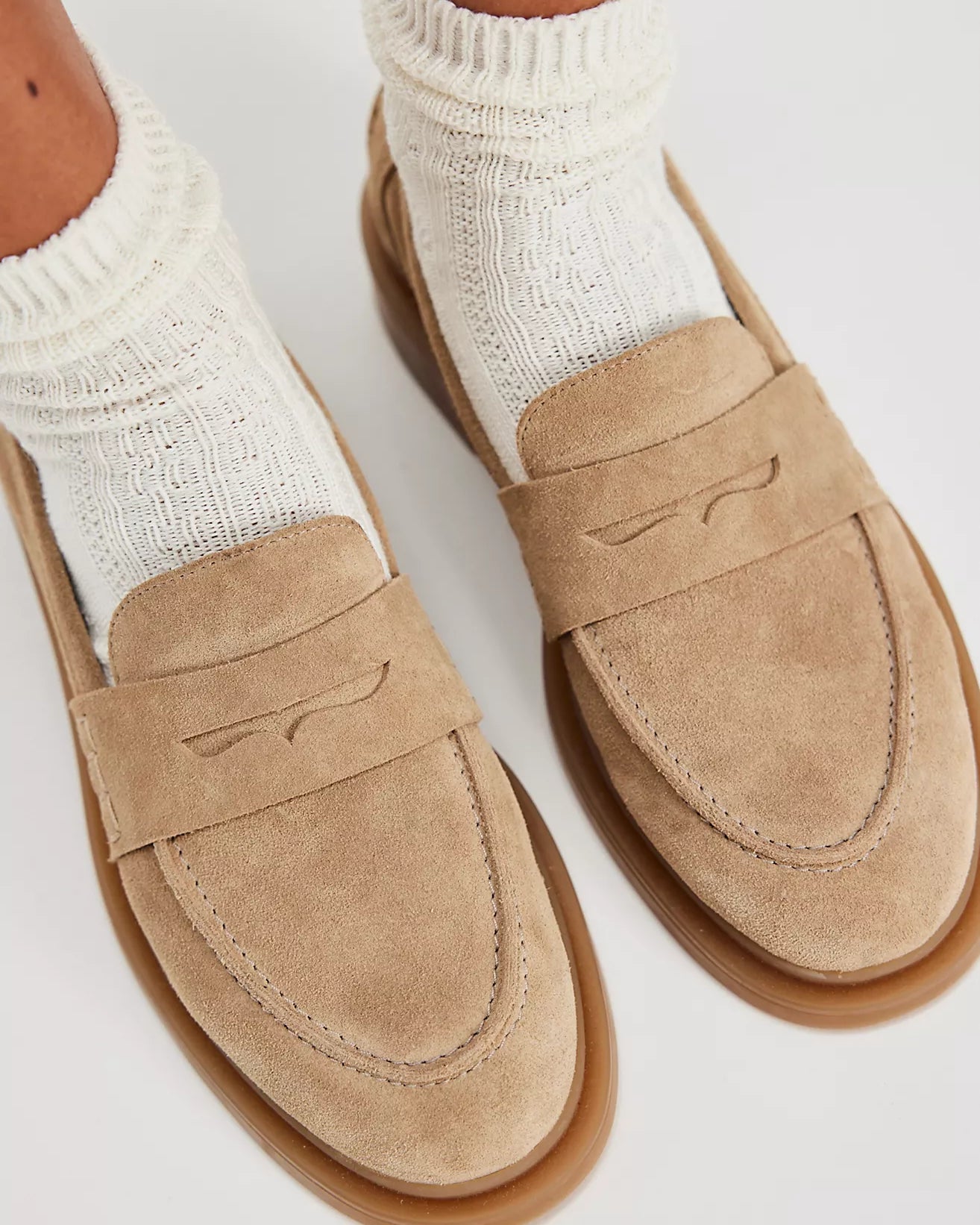 FREE PEOPLE LANA LOAFER - TAUPE SUEDE