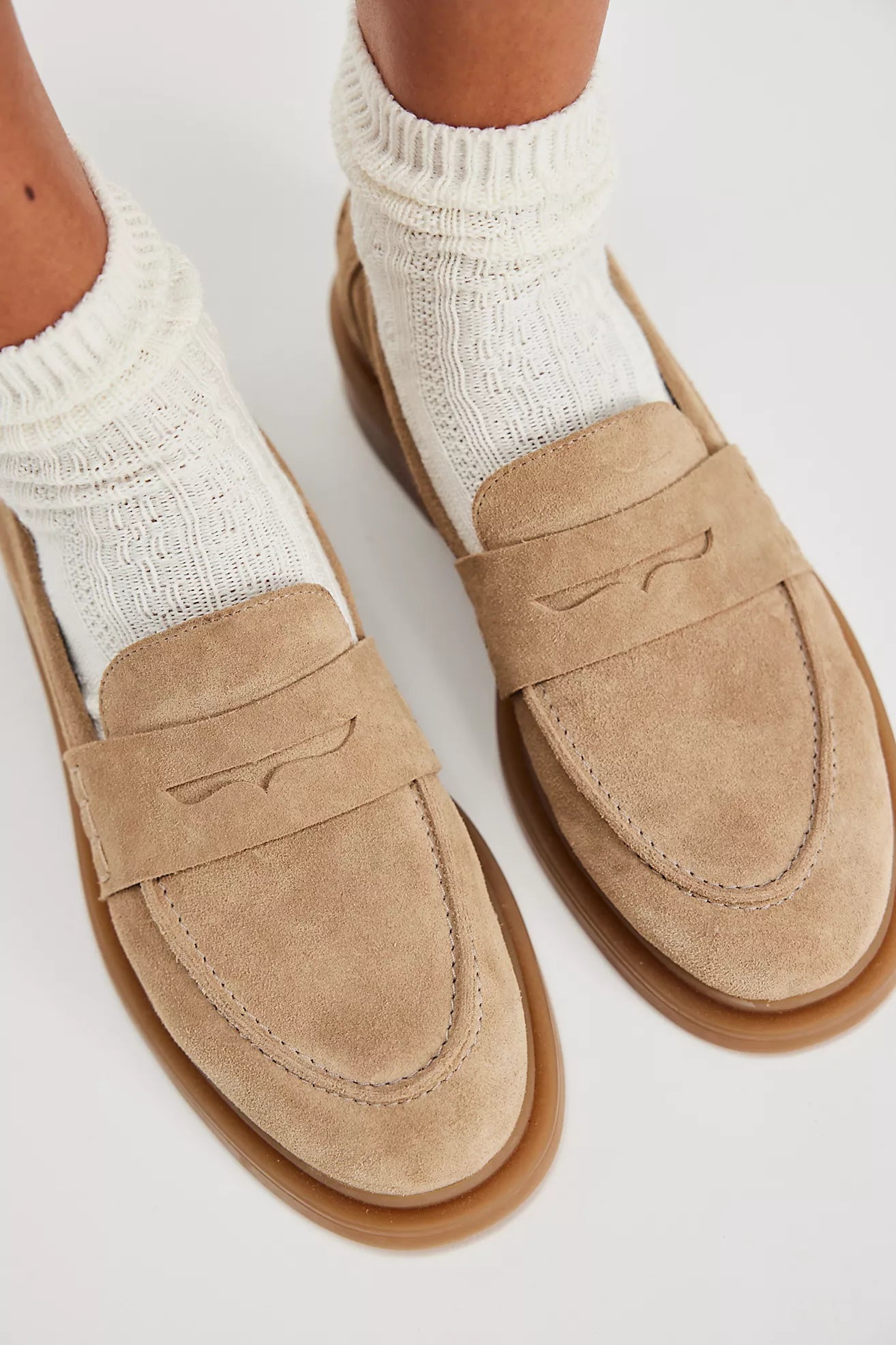 FREE PEOPLE LANA LOAFER - TAUPE SUEDE