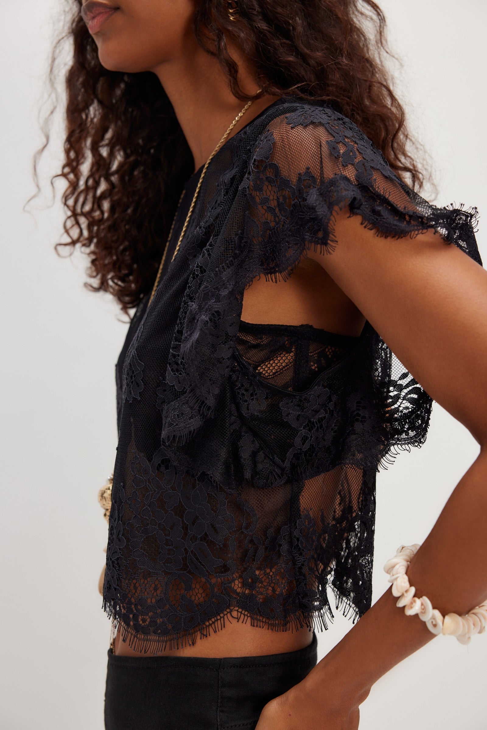 FREE PEOPLE LUNAR ASH TOP - BLACK