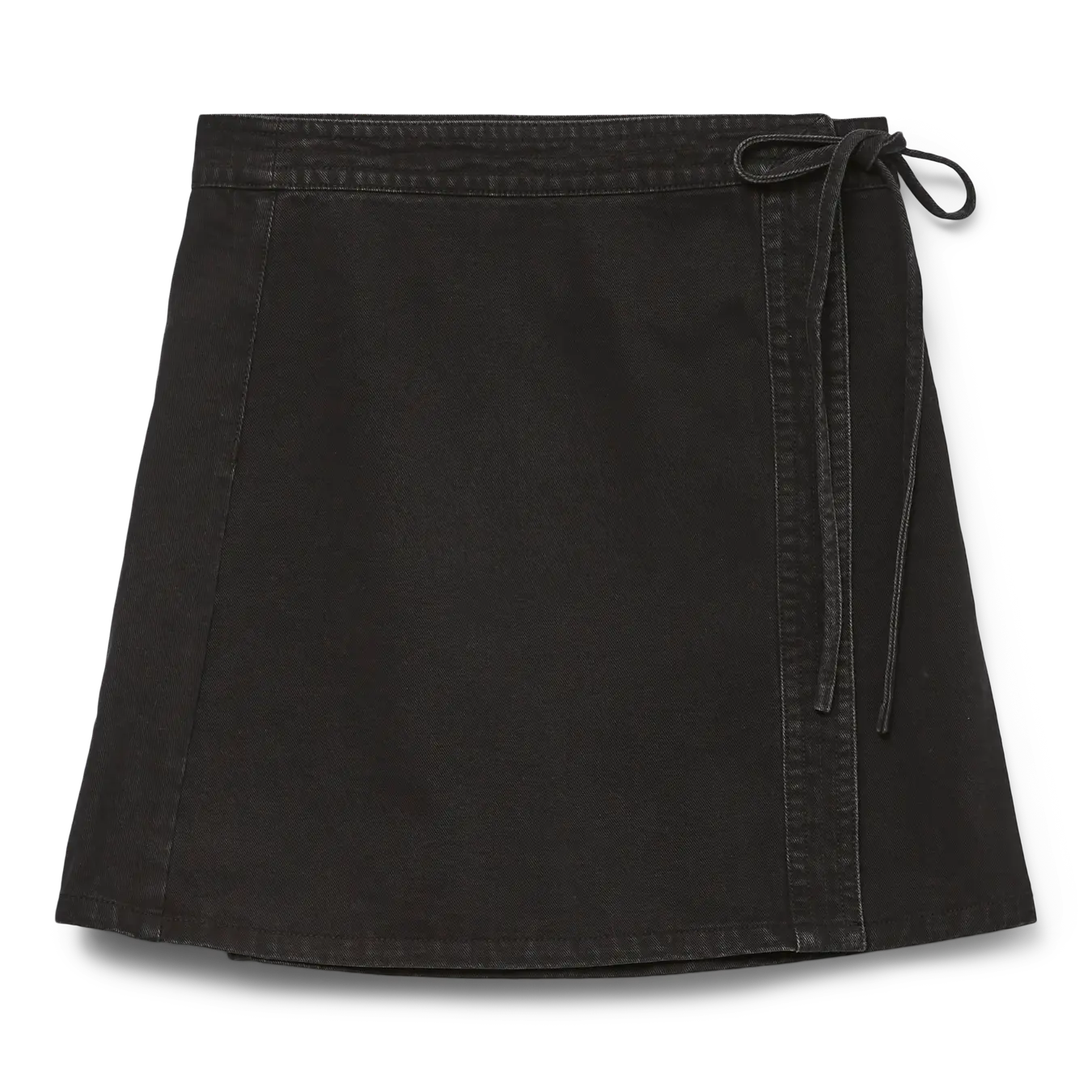 VM LIZA DENIM WRAP SKIRT - BLACK