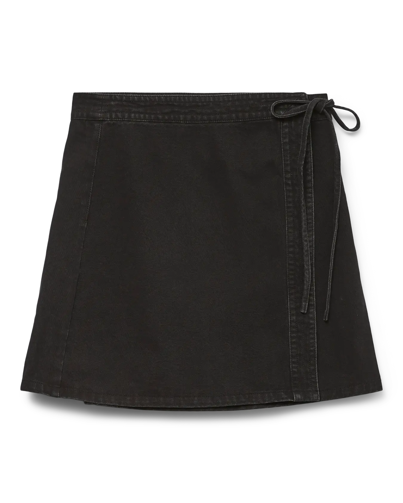 VM LIZA DENIM WRAP SKIRT - BLACK