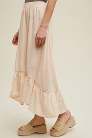 HI LOW HEM MIDI SKIRT - CREAM