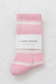 LE BON SHOPPE BOYFRIEND STRIPE SOCKS - PINK WHITE