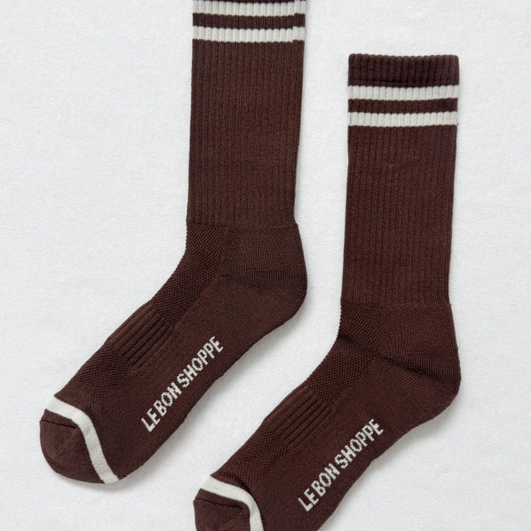 LE BON SHOPPE EXTENDED BOYFRIEND SOCKS - WOOD