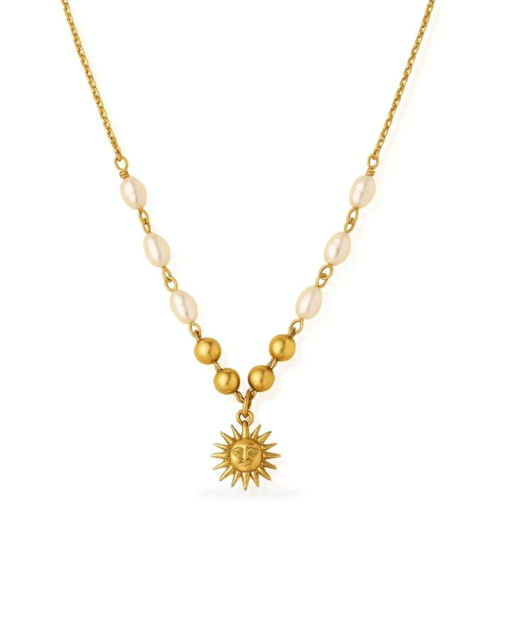 SUNNY SUNDAY ISLAND GIRL PEARL NECKLACE - GOLD