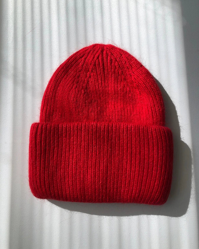 ROYAL ANGORA WOOL BEANIE - RED