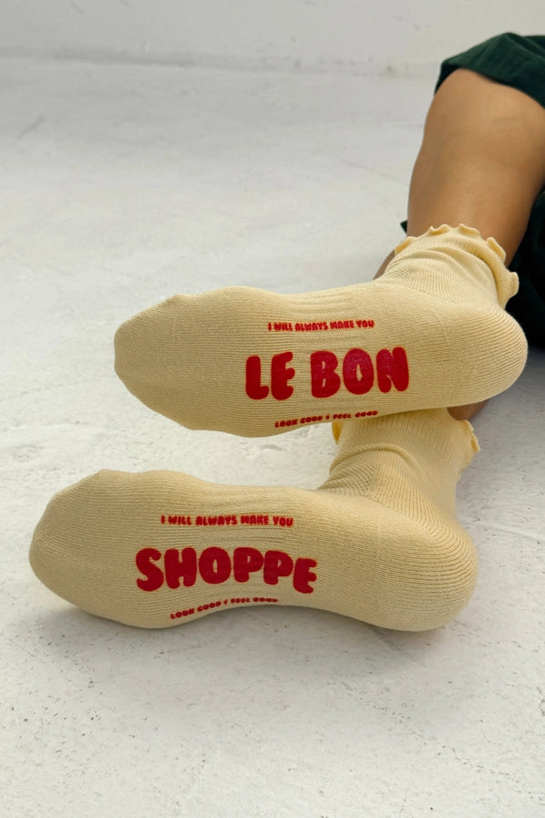 LE BON SHOPPE RUFFLED HUGGER SOCKS - BANANA CREAM