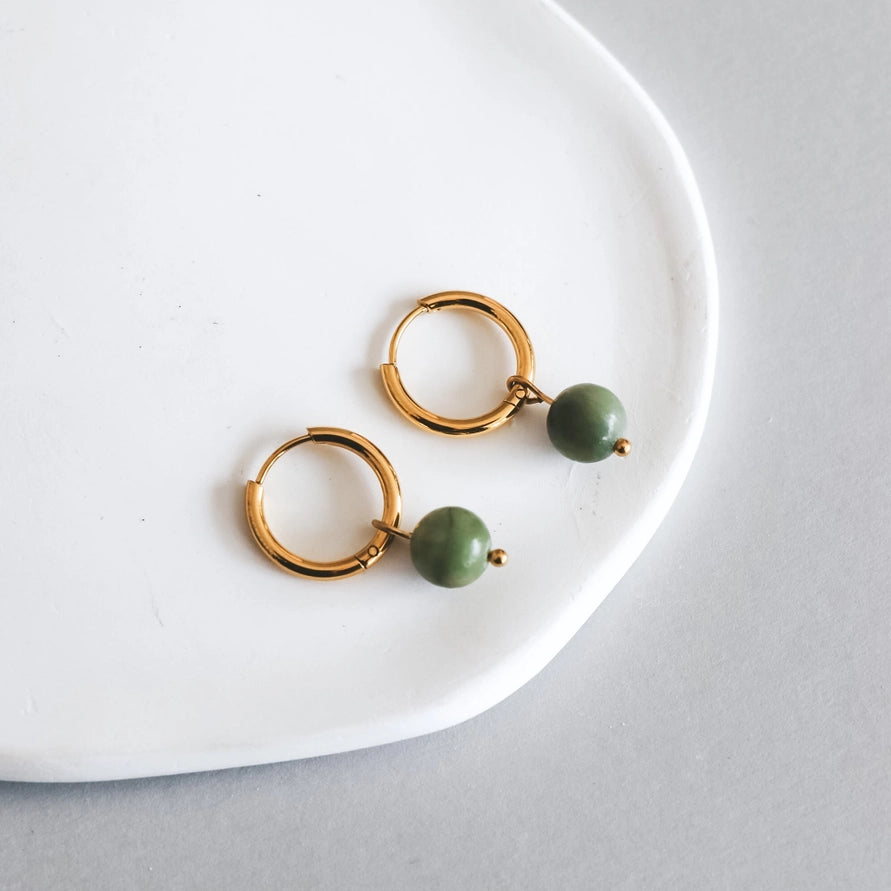 ROCO PENDANT HOOPS - GOLD / GREEN