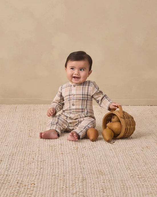 QUINCY MAE POCKETED WOVEN JUMPSUIT - FALL PLAID