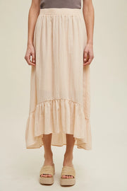 HI LOW HEM MIDI SKIRT - CREAM