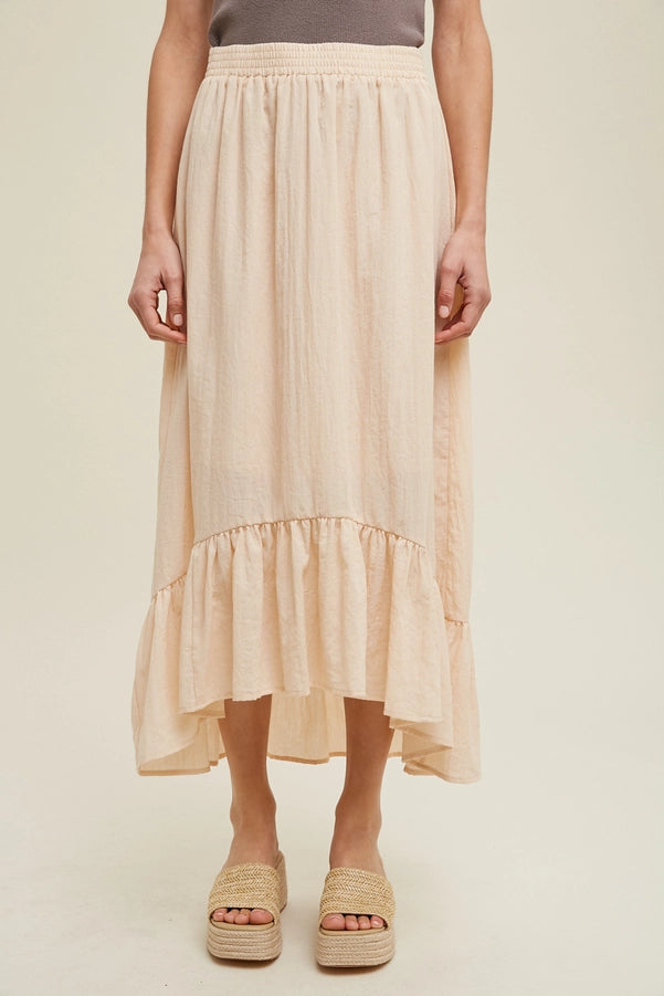 HI LOW HEM MIDI SKIRT - CREAM