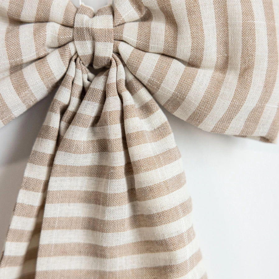 STRIPED FABRIC BOWS - BEIGE SAND