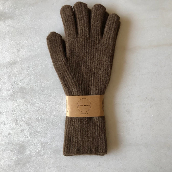 FUZZY WOOL TOUCH SCREEN GLOVES - BROWN