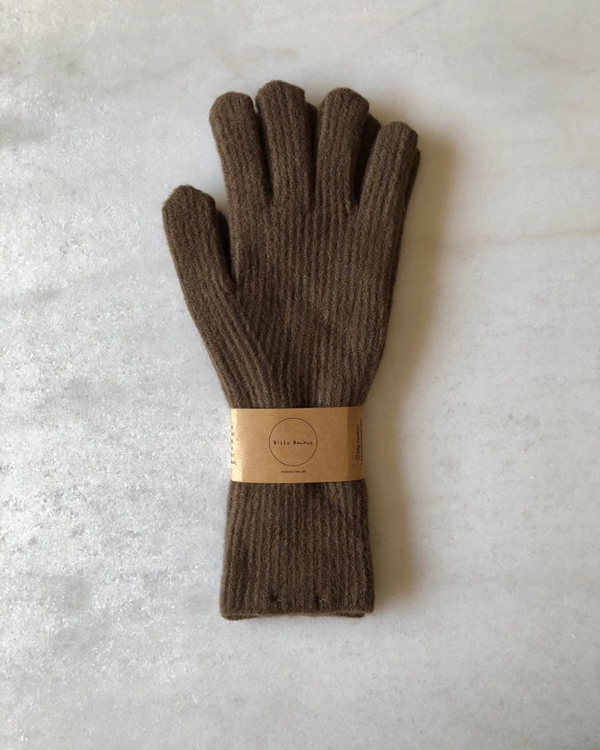 FUZZY WOOL TOUCH SCREEN GLOVES - BROWN