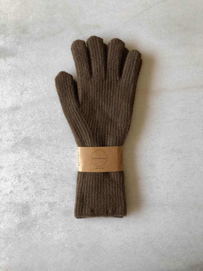 FUZZY WOOL TOUCH SCREEN GLOVES - BROWN