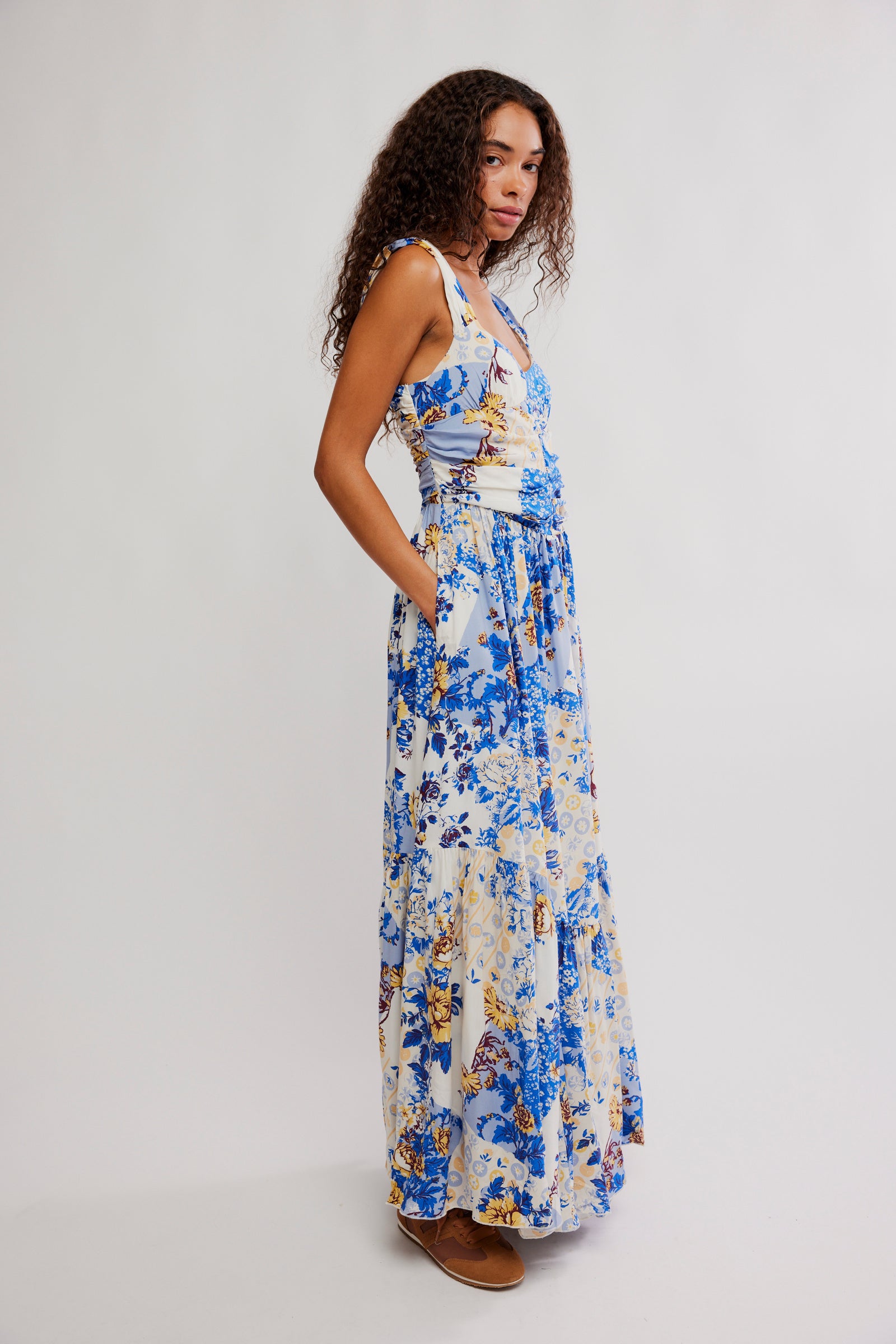 FREE PEOPLE SASHA PRINTED MAXI DRESS - PORCELAIN COMBO