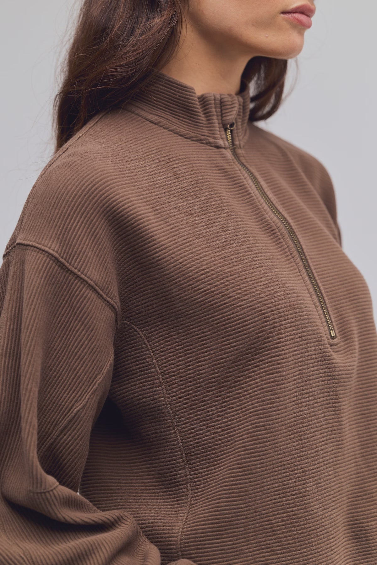 FREE PEOPLE CELESTE QUARTERZIP PULLOVER - TEAK