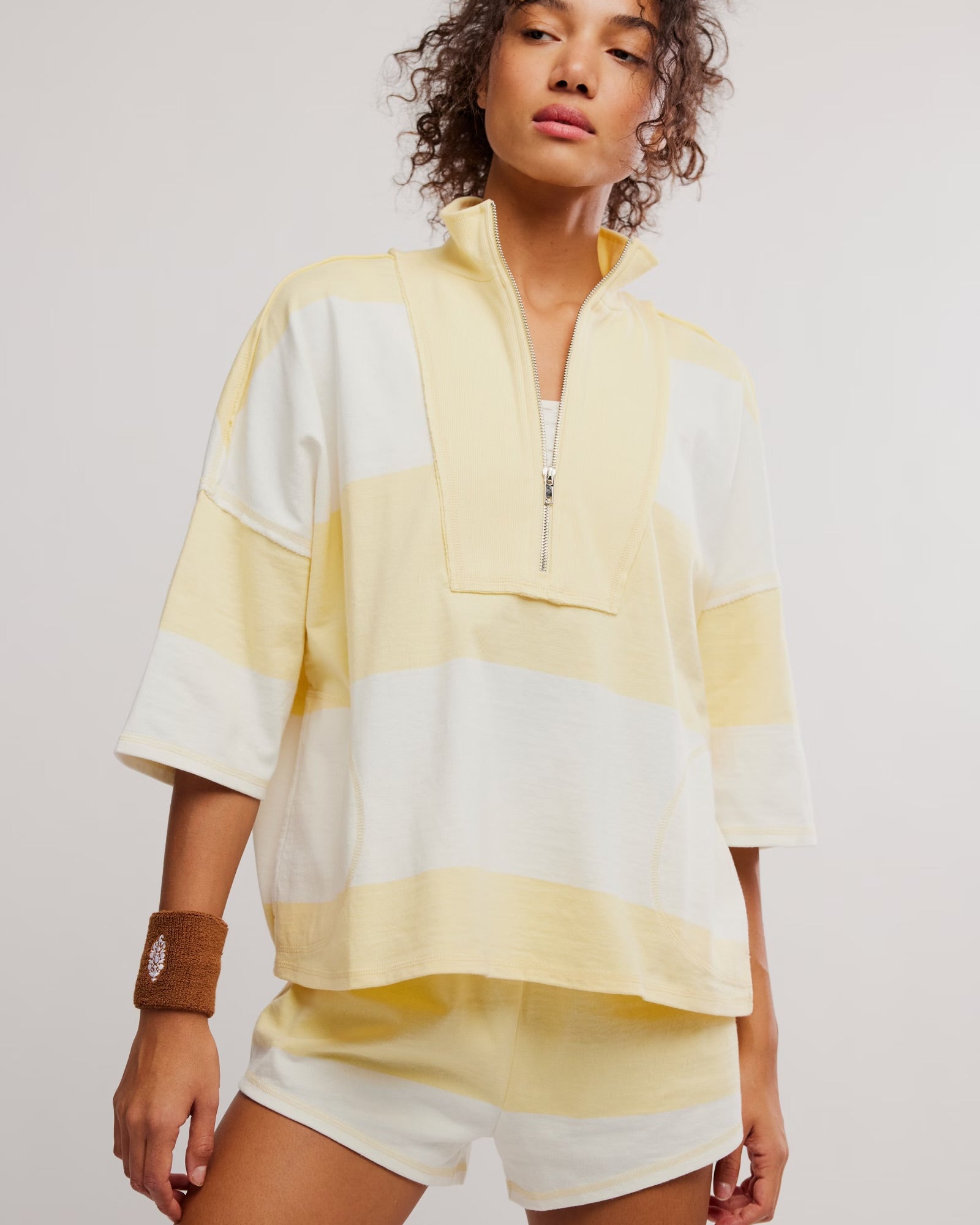FREE PEOPLE RETRO RUGBY SHORTS SET - SUNLIT YELLOW