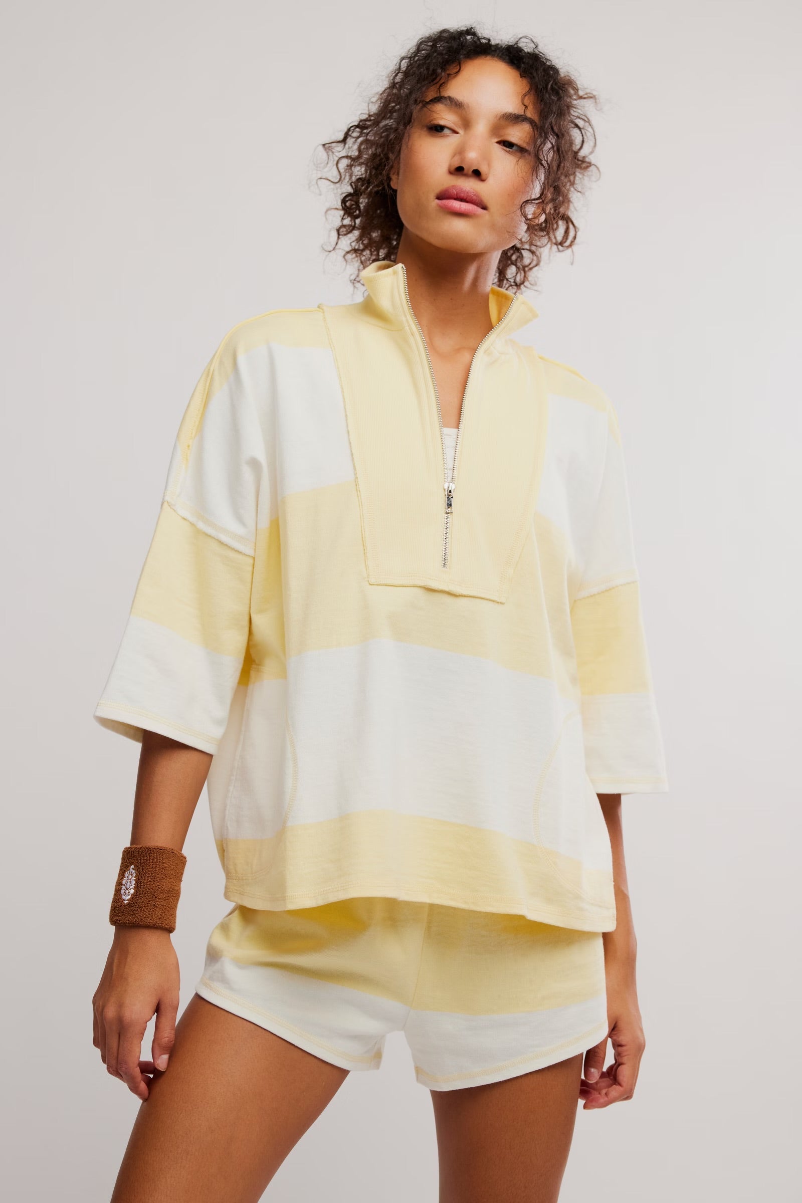 FREE PEOPLE RETRO RUGBY SHORTS SET - SUNLIT YELLOW