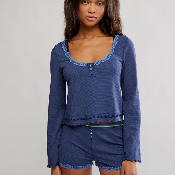 FREE PEOPLE SPRING BREAK SLEEP SET - BLUE CROWN