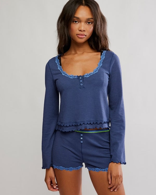 FREE PEOPLE SPRING BREAK SLEEP SET - BLUE CROWN