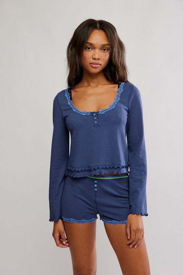 FREE PEOPLE SPRING BREAK SLEEP SET - BLUE CROWN