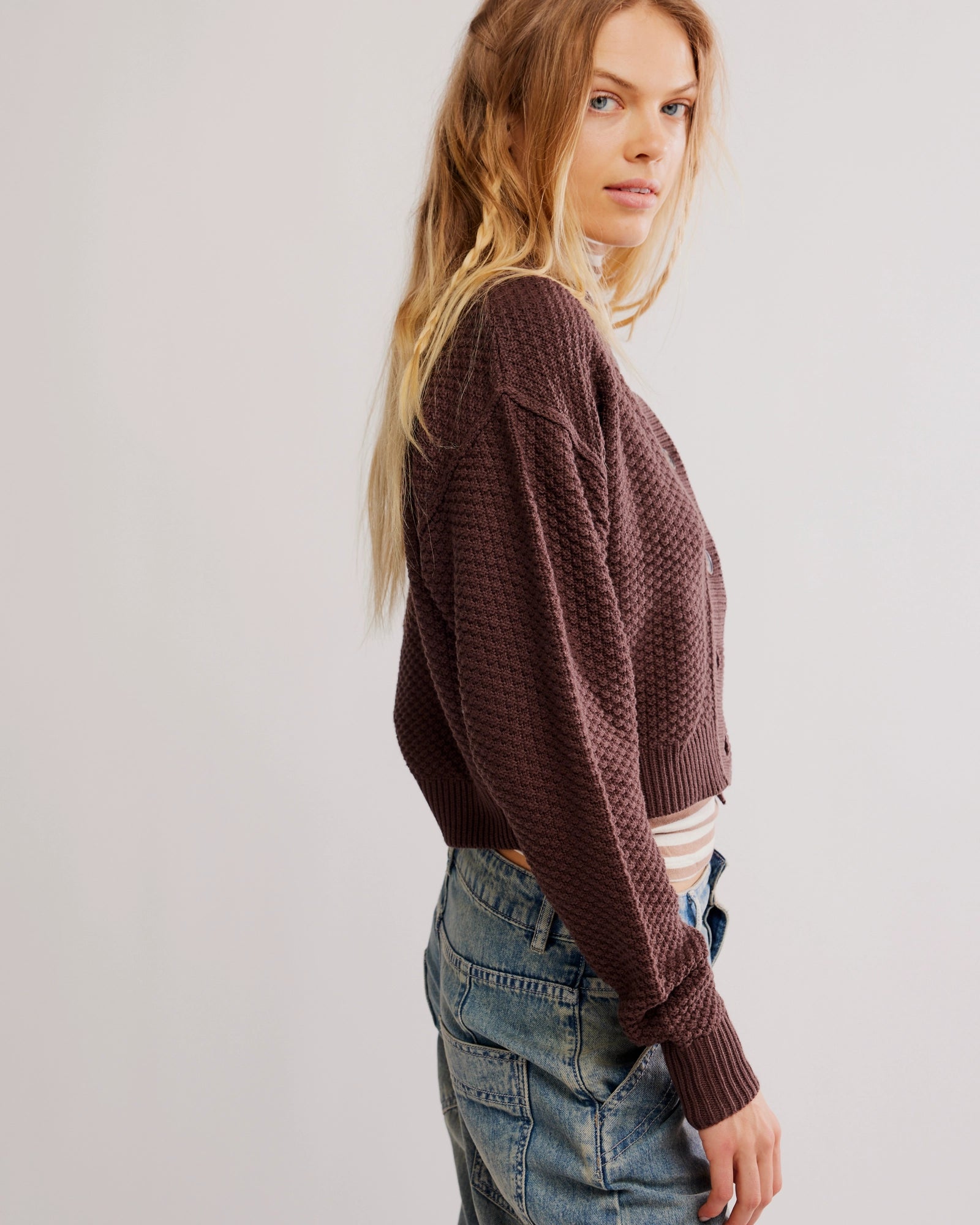 FREE PEOPLE LILA CARDIGAN - POTTING SOIL