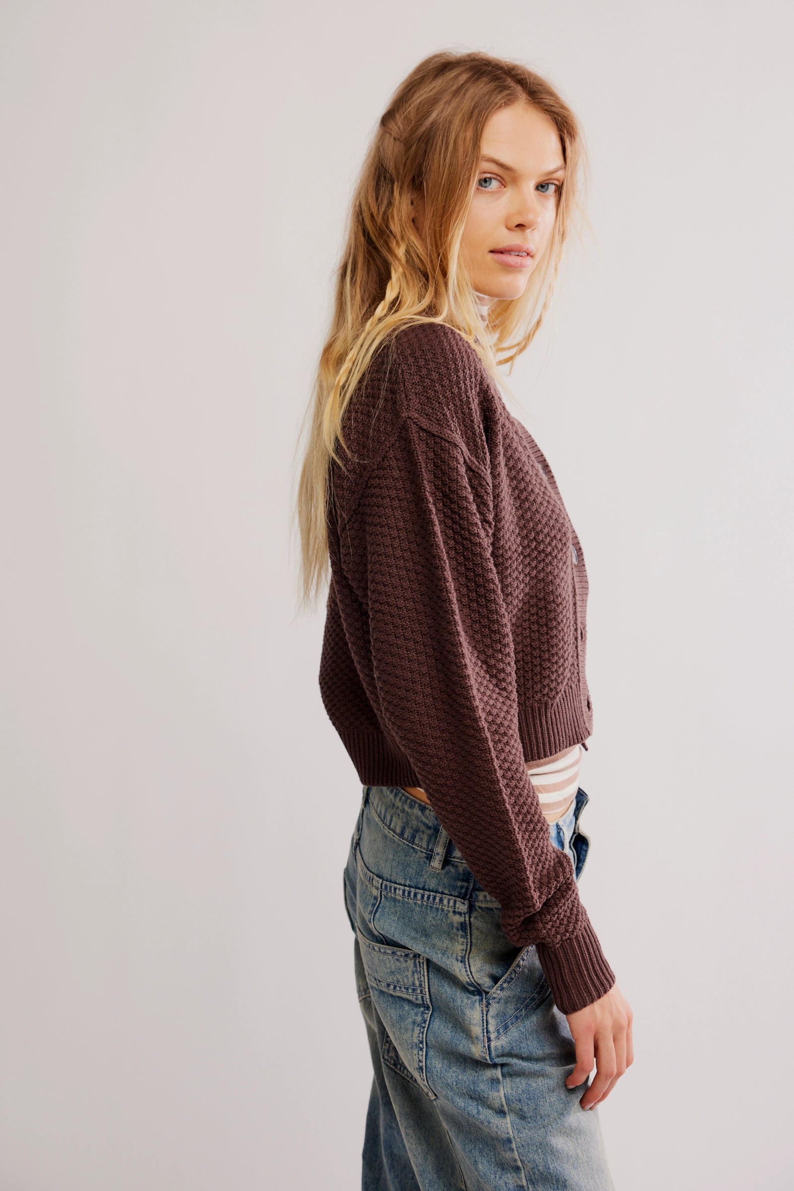FREE PEOPLE LILA CARDIGAN - POTTING SOIL