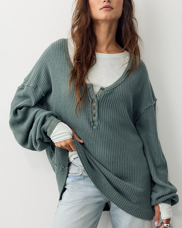 FREE PEOPLE MONTREAL OVERSIZED THERMAL - WATERCOLOUR