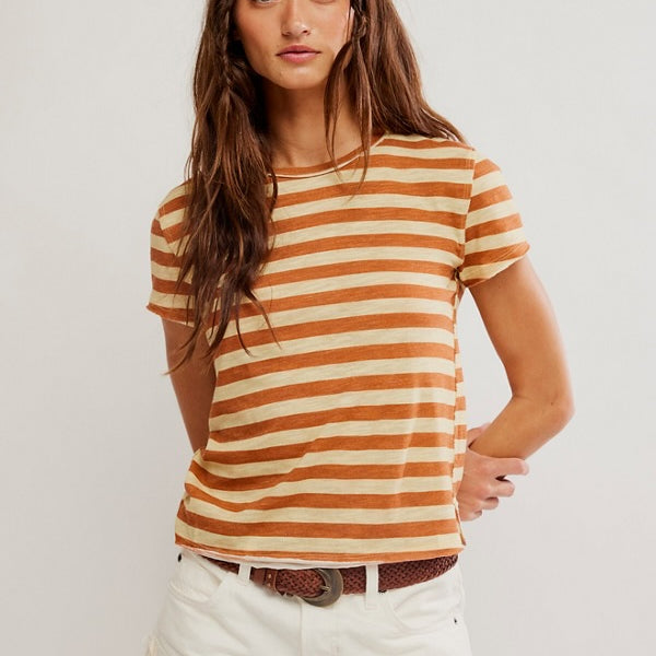 FREE PEOPLE NORA TEE - MOCHA COMBO