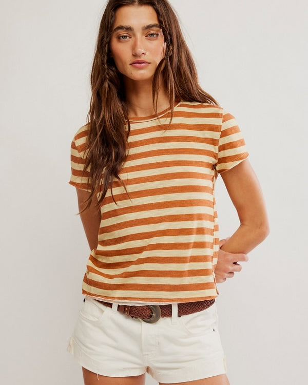 FREE PEOPLE NORA TEE - MOCHA COMBO