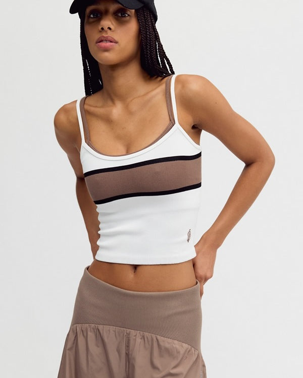 FREE PEOPLE ALL CLEAR COASTLINE CAMI - IVORY COMBO
