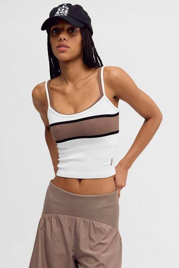 FREE PEOPLE ALL CLEAR COASTLINE CAMI - IVORY COMBO