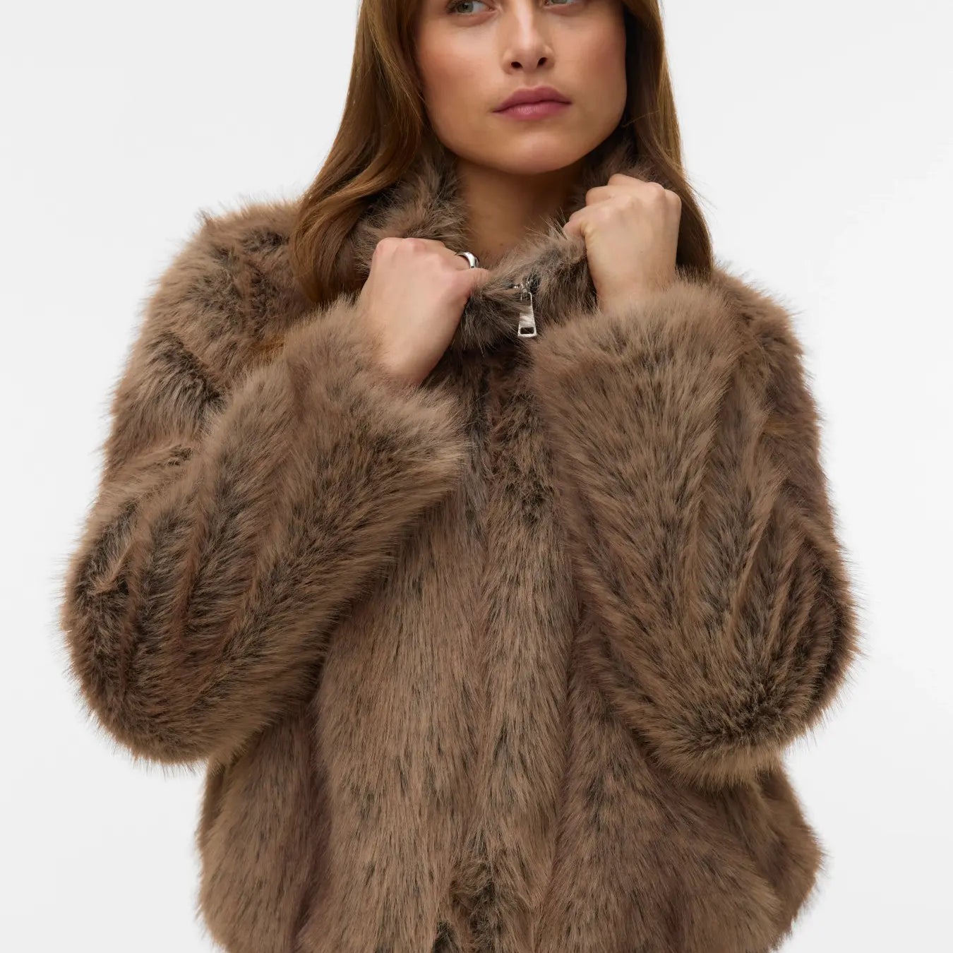 VM SASCHA FAUX FUR JACKET - SILVER MINK