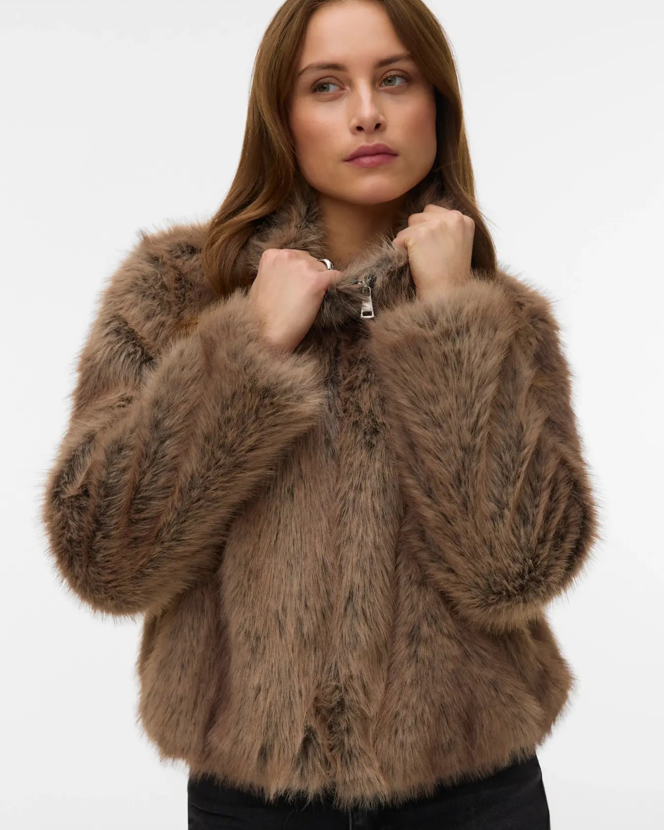 VM SASCHA FAUX FUR JACKET - SILVER MINK