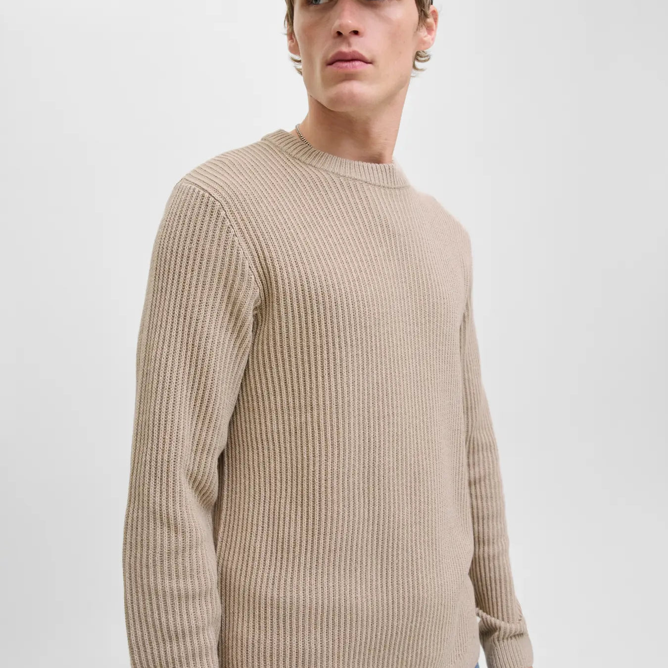 JJ DOVER KNIT CREW NECK PULLOVER - MOONBEAN