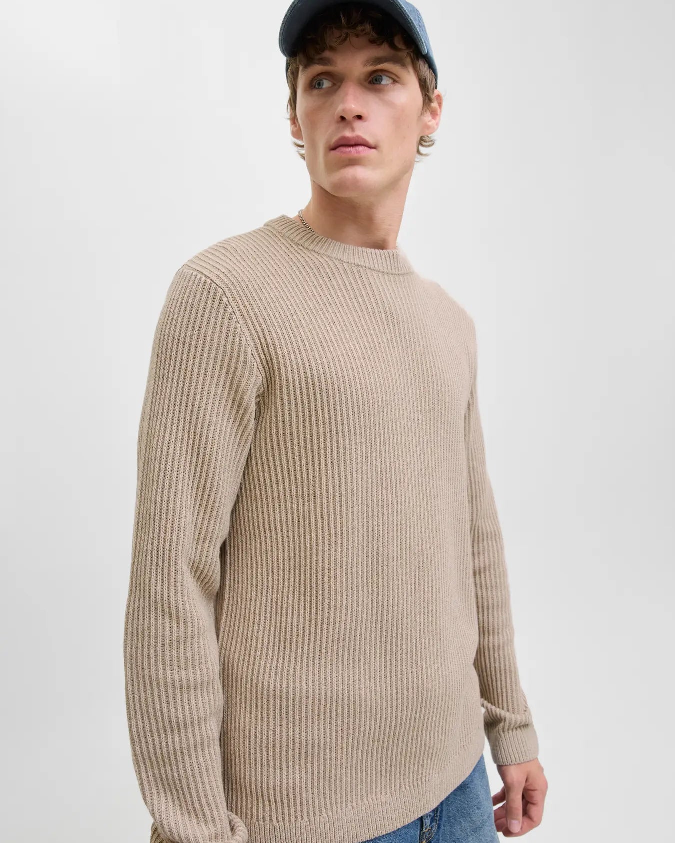 JJ DOVER KNIT CREW NECK PULLOVER - MOONBEAN