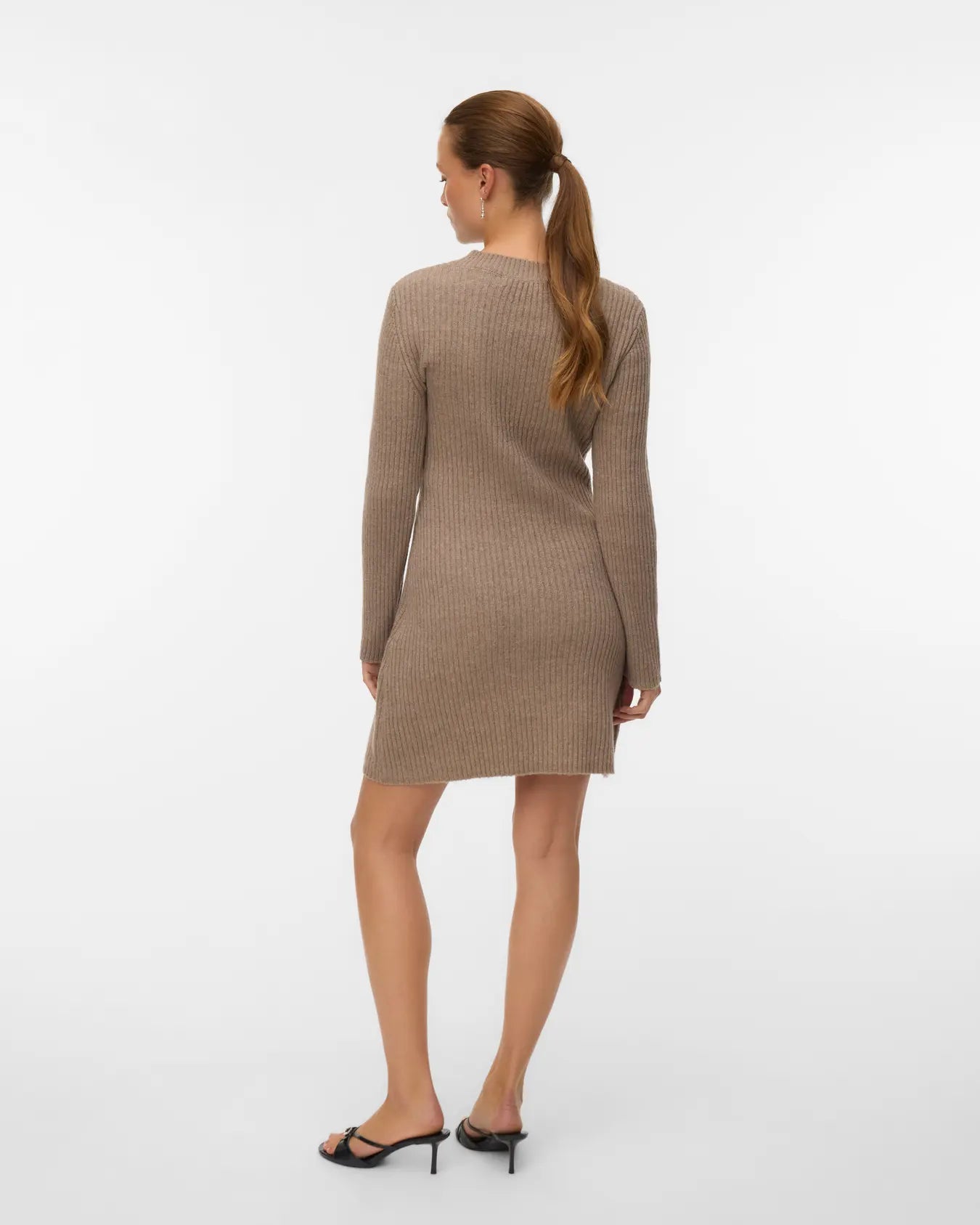 VM JOSANNA LS KNIT DRESS - FOSSIL MELANGE