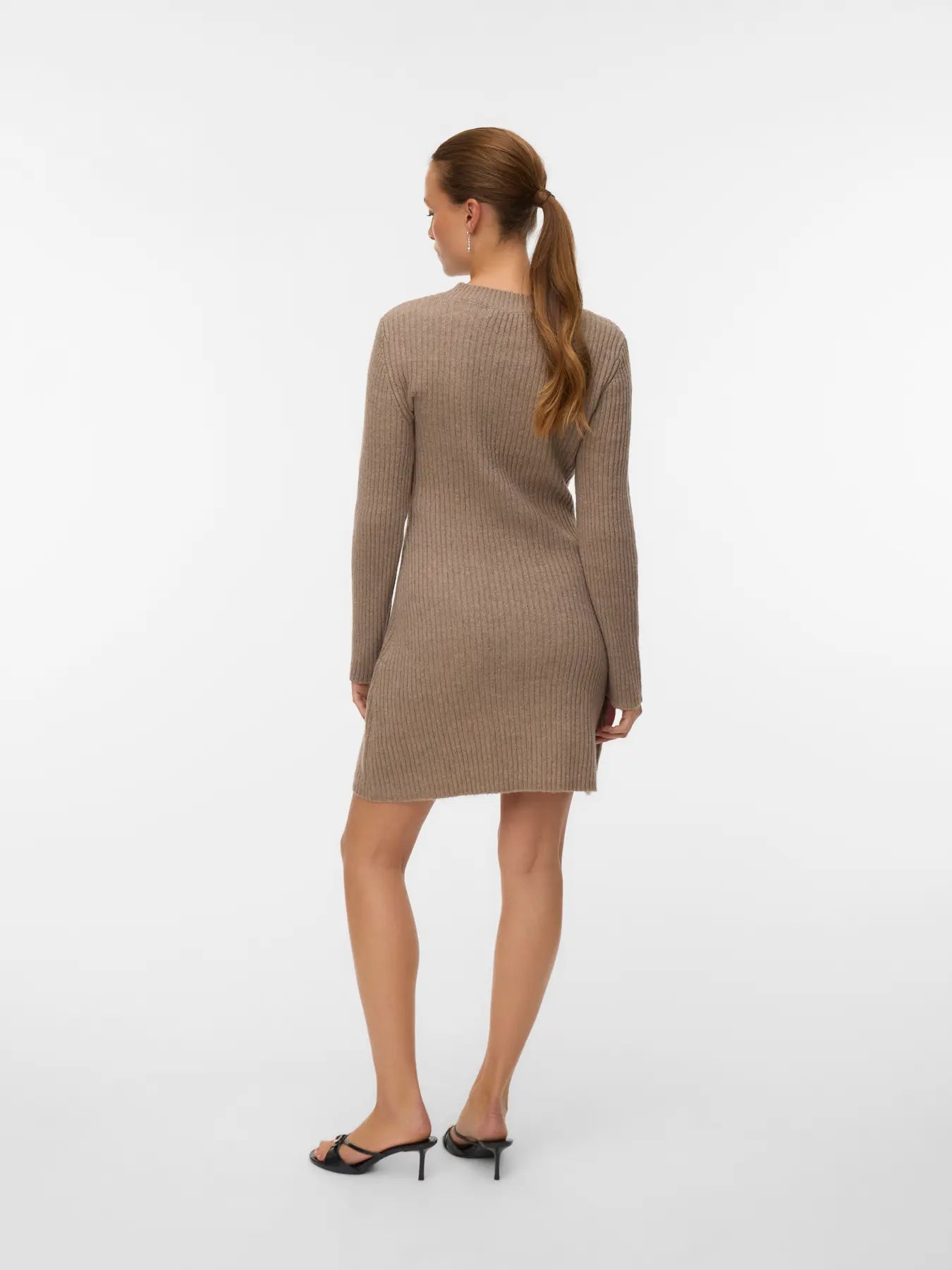 VM JOSANNA LS KNIT DRESS - FOSSIL MELANGE