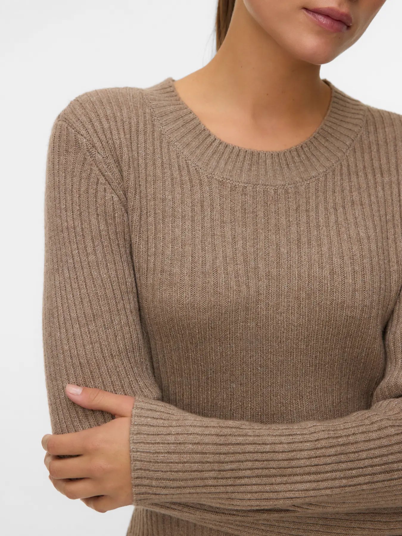 VM JOSANNA LS KNIT DRESS - FOSSIL MELANGE