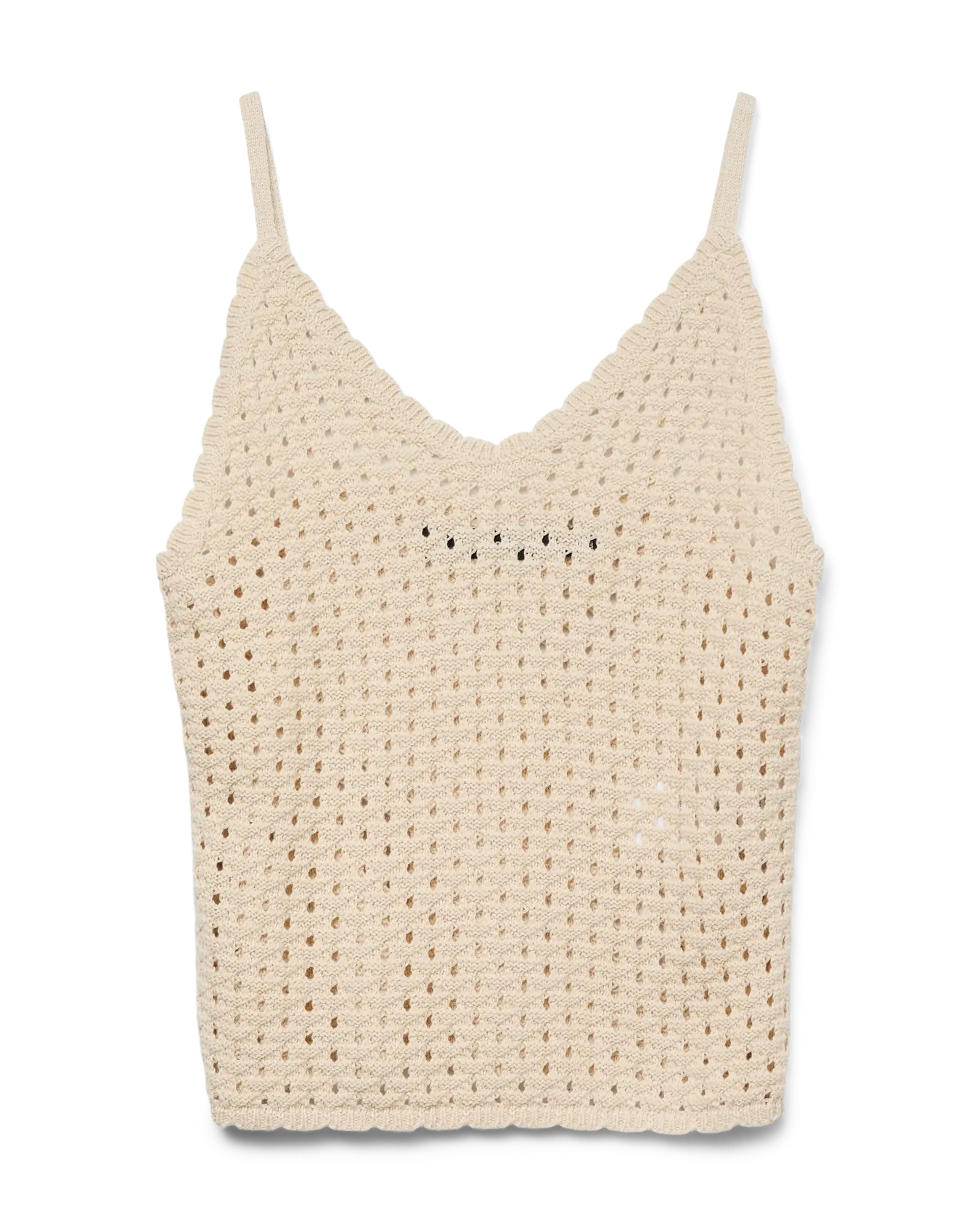 REGINA CROCHET V NECK TANK - BIRCH