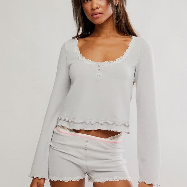 FREE PEOPLE SPRING BREAK SLEEP SET - HEATHER GREY