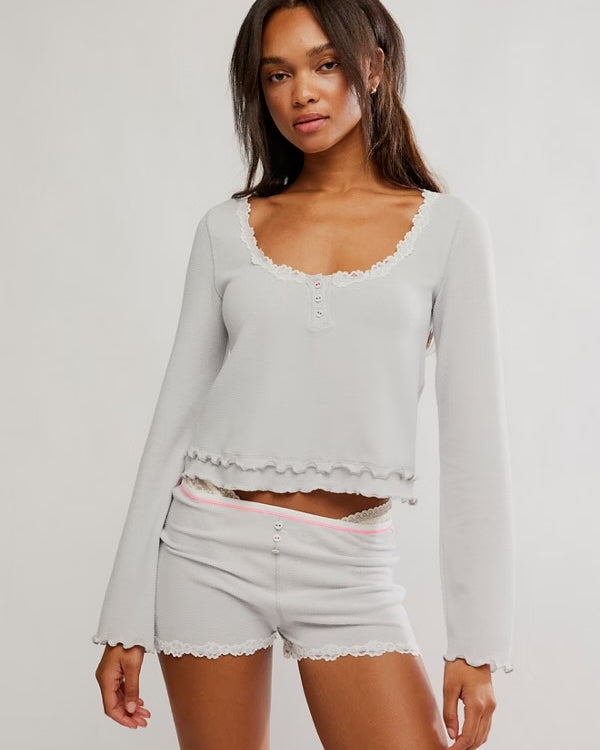 FREE PEOPLE SPRING BREAK SLEEP SET - HEATHER GREY