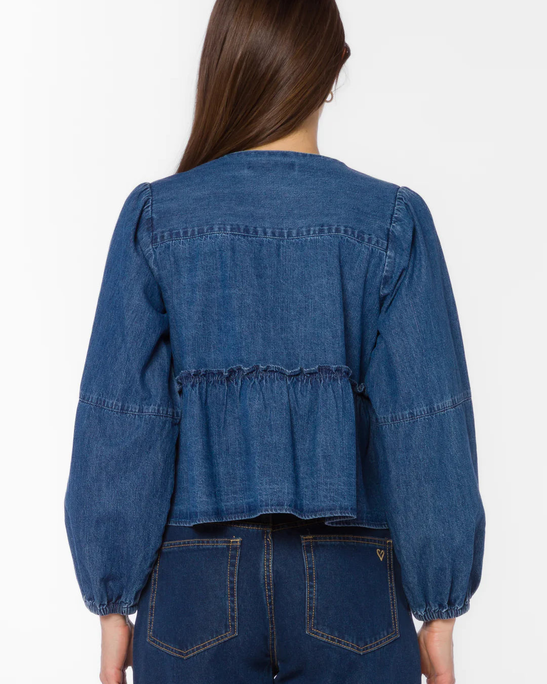 VELVET HEART ABBIE TIE TOP - DARK BLUE WASH