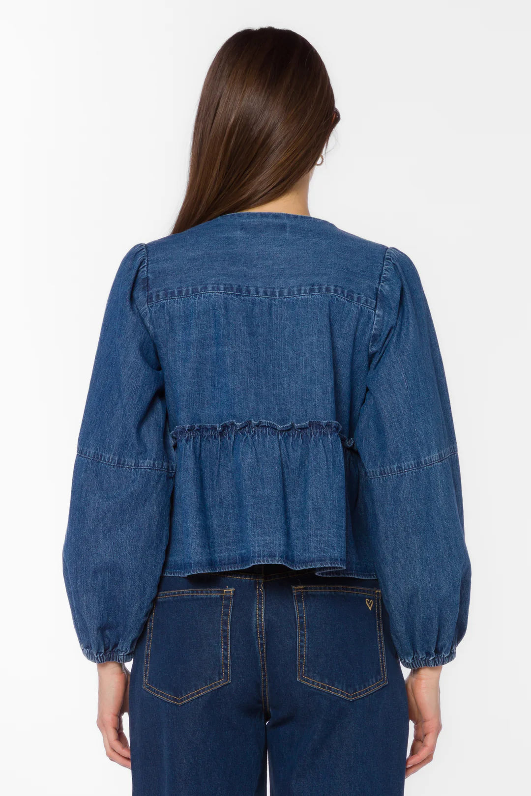 VELVET HEART ABBIE TIE TOP - DARK BLUE WASH