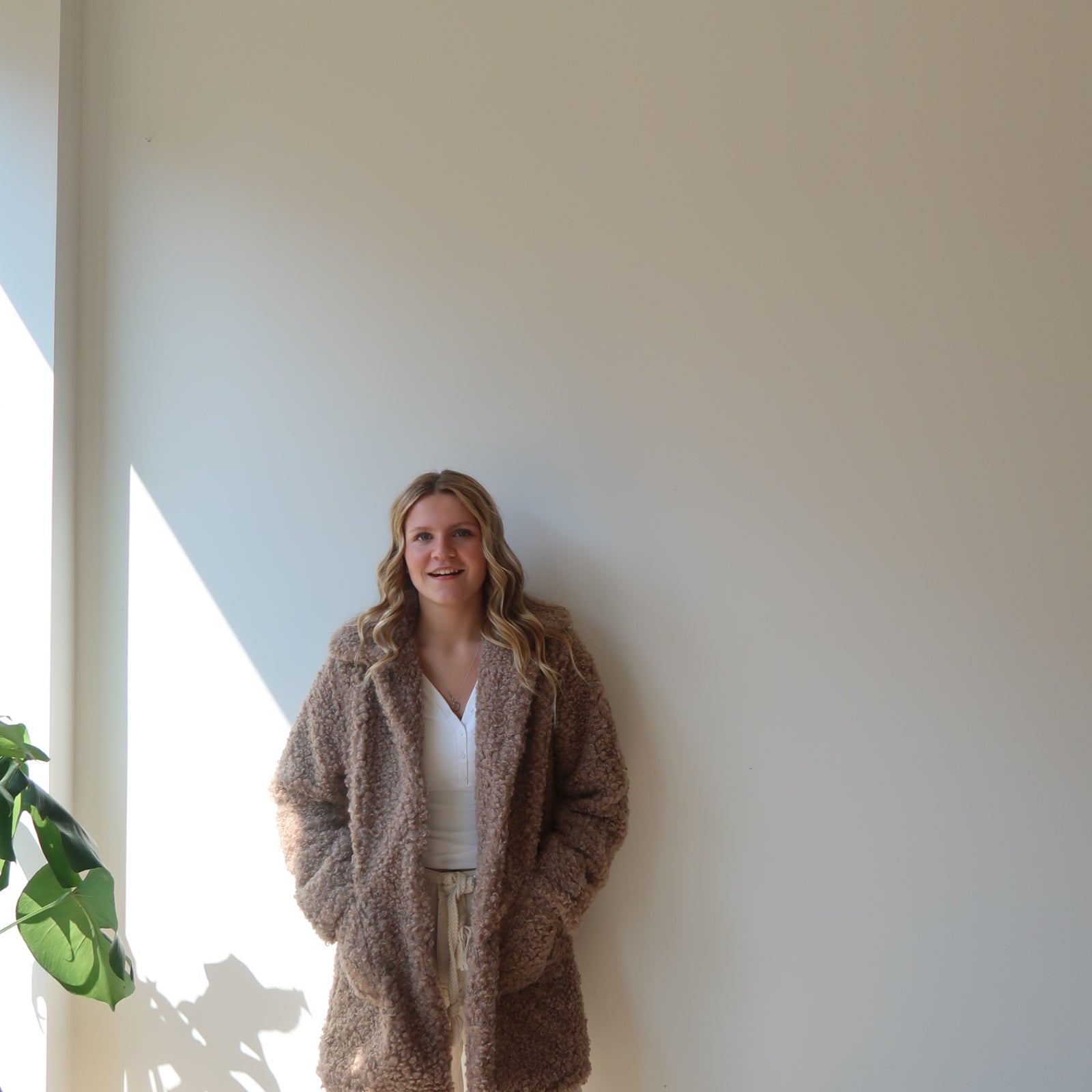 POODLE FUR JACKET - CAMEL - LAST SIZE M