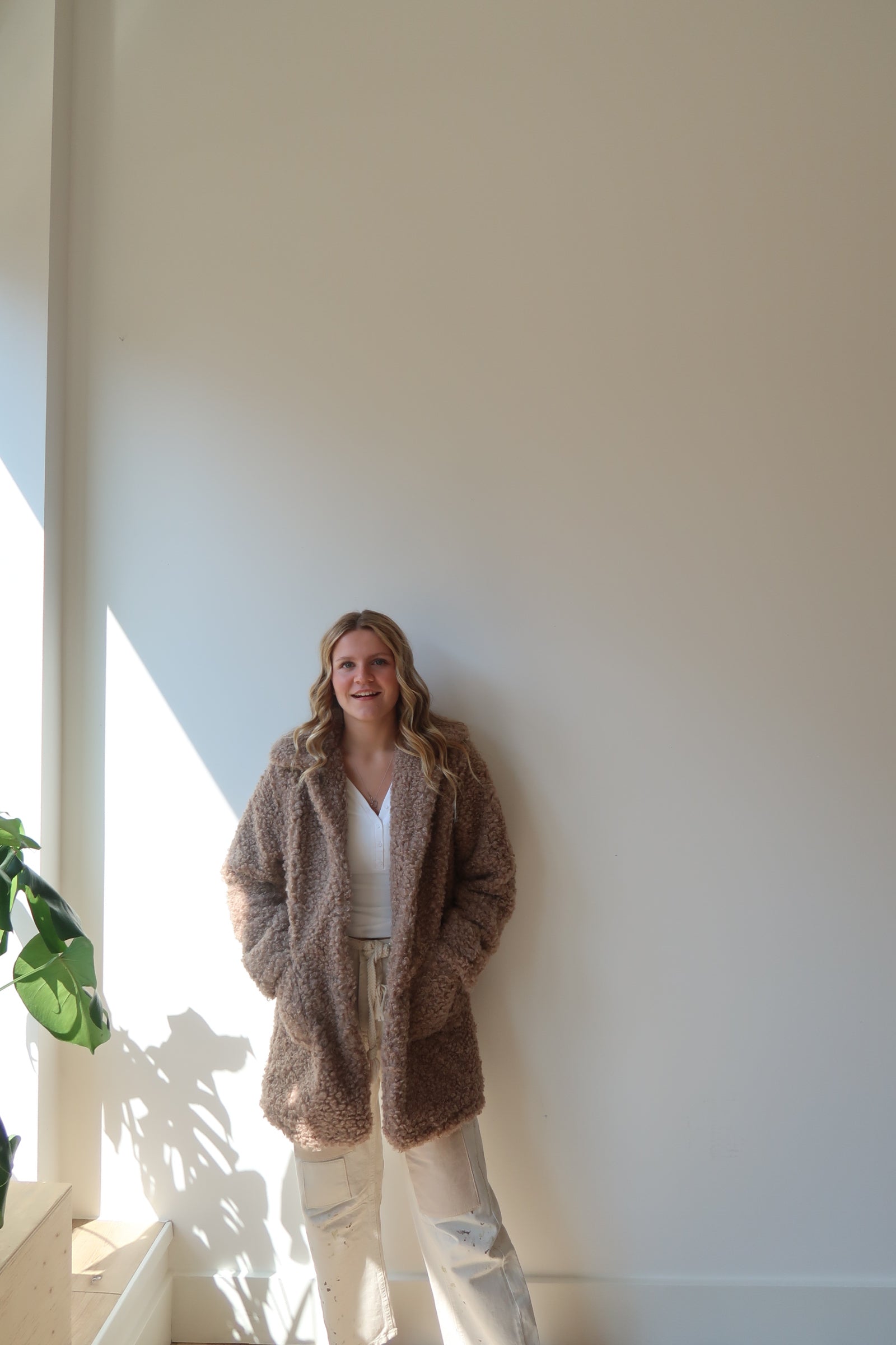 POODLE FUR JACKET - CAMEL - LAST SIZE M